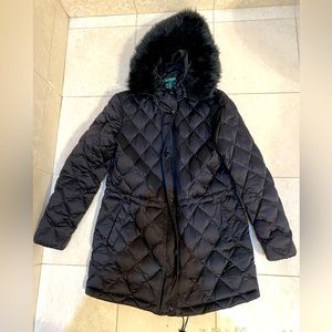 Ralph Lauren down short black coat (S)